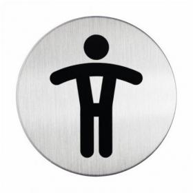 Durable Adhesive Mens WC Symbol Bathroom Toilet Sign - Stainless Steel - 83mm 490523