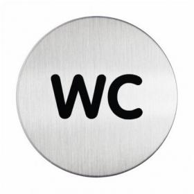 Durable Adhesive WC Symbol Bathroom Toilet Sign - Brushed Stainless Steel - 83mm 490723