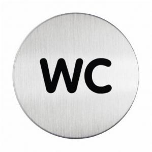 Image of Durable Adhesive WC Symbol Bathroom Toilet Sign - Brushed Stainless