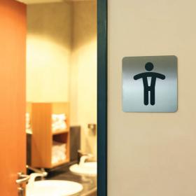 Durable Adhesive Mens WC Symbol Bathroom Toilet Sign - Stainless Steel - Square 495423