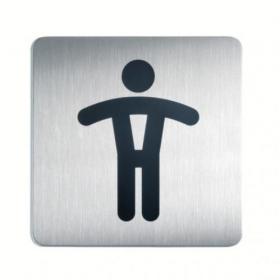 Durable Adhesive Mens WC Symbol Bathroom Toilet Sign - Stainless Steel - Square 495423