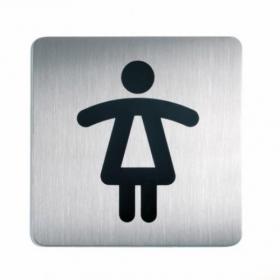 Durable Adhesive Ladies WC Symbol Square Bathroom Toilet Sign - Stainless Steel 495623