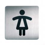 Durable Adhesive Ladies WC Symbol Square Bathroom Toilet Sign - Stainless Steel 495623