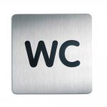 Durable Adhesive WC Symbol Square Bathroom Toilet Sign - Brushed Stainless Steel 495723