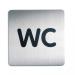 Durable Adhesive WC Symbol Square Bathroom Toilet Sign - Brushed Stainless Steel 