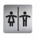 Durable Adhesive Unisex WC Symbol Square Bathroom Toilet Sign - Stainless Steel 