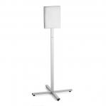 A sturdy stainless steel sign holder with an A4 display panel, perfect for outdoor use. The grey color adds a sleek and modern touch to any setting.