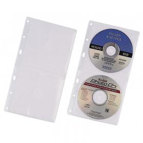 Durable CD/DVD Punched Pocket Wallet Sleeve for 2 Discs - 5 Pack - Clear 520319