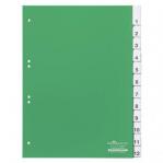 Durable INDEX SET 1-12 with welded Pre-Inserted Tabs and 12 division sheets univ. punching Green