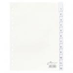 Durable 12 Part Removable Tab Reinforced Punched Index Dividers - A4 - Grey 641010