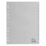 Durable INDEX SET Polypropylene 1-15 with 15 printed tabs/division sheets univ. punching Grey Pack of 20