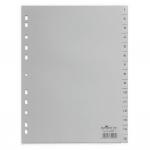Durable 15 Part Numbered Tab Punched Index Dividers - 20 Pack - A4 Grey 652410