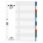 Durable 10 Part Coloured Tab Index Punched File Dividers - A4+ 674727