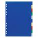 Durable 10 Part Coloured Tab Index Punched File Dividers - A4+ 674727