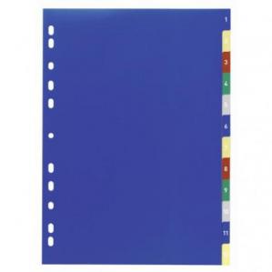 Durable INDEX SET Polypropylene 1-12 with 12 Coloured Tabsdivision