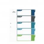 Durable 5 Part Numbered Tab Punched Index Dividers + Cover - A4+ - Colour Coded 679327