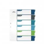Durable 6 Part Numbered Tab Punched Index Dividers + Cover - A4+ - Colour Coded 679427