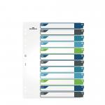 Durable 12 Part Numbered Tab Punched Index Dividers + Cover - A4+ - Colour Coded 679627