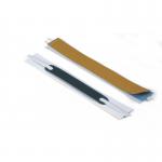 The photograph shows a neat row of Durable FLEXIFIX Self-Adhesive Filing Strip Binding Clip Bars in a pack of 100. The white strips are seamlessly attached to the filing accessories, giving them a clean and professional look. The clips are neatly arranged and ready to use for organizing important documents. The strong adhesive ensures that the strips will stay securely in place. This pack is perfect for keeping your filing system efficient and durable.