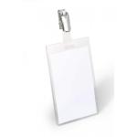 Durable Clip Name Tag ID Badge Card Holders - 25 Pack - Vertical 90 x 60mm 800219