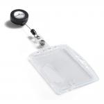 Durable Enclosed Security Pass ID Holder with Badge Reel - 10 Pack - Clear 801219