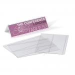 Durable Clear Plastic Table Place Name Holders and Inserts - 10 Pack - 61x210mm 804819