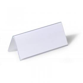 Durable Clear Plastic Table Place Name Holders and Inserts - 25 Pack - 61x150mm 805019