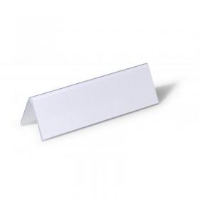 Durable Clear Plastic Table Place Name Holders and Inserts - 25 Pack - 61x210mm 805219