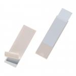 The picture shows a pack of 10 durable filing accessories. These are self-adhesive clear label sleeve pockets, each measuring 100x30mm. They are designed to securely hold and protect important documents, while also allowing for easy labeling and organization. The clear material allows for easy visibility of the contents inside. The adhesive backing makes them quick and convenient to use, perfect for any filing system.