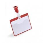 Durable Visitor Badge with Clip 60x90mm Red Pack of 25 810603
