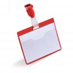 Durable Clip Name Tag ID Badge Card Holders + Inserts - 50 Pack - 54x90mm - Red 810603