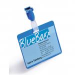 Durable Clip Name Tag ID Badge Card Holders + Inserts - 50 Pack - 54x90mm - Blue 810606