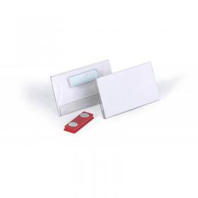 Durable Conference Magnet Name Tag Badge Holders + Inserts - 25 Pack - 40 x 75mm 811619