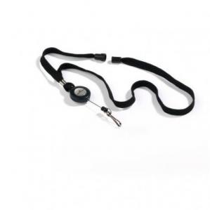 Image of Durable Textile Lanyard Black with Badge Reel - Pack of 10 822301