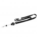 Durable Textile Lanyard with Badge Reel Extra Strong Black - Pack of 5 833001