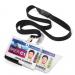 Durable PUSHBOX Duo 2 Card Security ID Holders with Lanyards - 10 Pack - Clear 