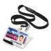 Durable PUSHBOX Duo 2 Card Security ID Holders with Lanyards - 10 Pack - Clear 892601