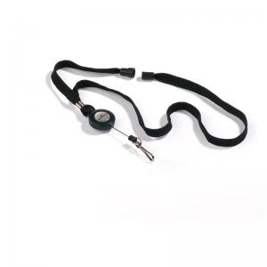 Image of Durable Textile Lanyard Black with Badge Reel - Pack of 1 895701