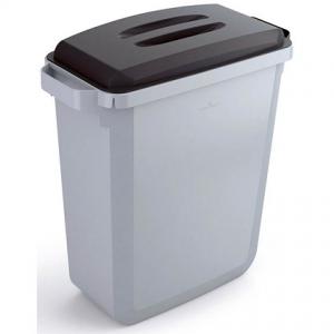 Durable DURABIN Grey Rectangular Recycling Bin  Black Lid - Food Safe