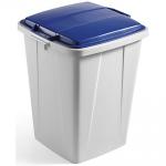 Durable DURABIN Grey Square Recycling Bin + Blue Lid - Food Safe - 90L VEH2012031