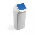 Durable DURABIN Contemporary White Square Recycling Bin + Blue Swing Lid - 40L VEH2012036