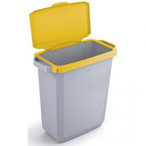 Durable DURABIN Grey Rectangular Recycling Bin  Yellow Hinged Lid -