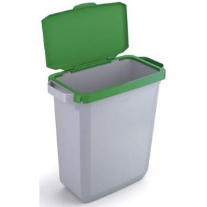 Durable DURABIN Grey Rectangular Recycling Bin  Green Hinged Lid - 60L