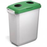 Durable DURABIN Grey Rectangular Recycling Bin + Green Hinged Bottle Lid - 60L VEH2023021