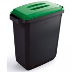 Durable DURABIN ECO Recycled Black Rectangular Recycling Bin + Green Lid - 60L VEH2023023