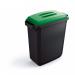 Durable DURABIN ECO Recycled Black Rectangular Recycling Bin + Green Lid - 60L VEH2023023