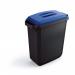 Durable DURABIN ECO Recycled Black Rectangular Recycling Bin + Blue Lid - 60L VEH2023024