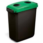 Durable DURABIN ECO Recycled Black Recycling Bin + Green Hinged Bottle Lid - 60L VEH2023028