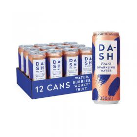 Dash Water Sparkling Water Peach 330ml Can (Pack of 12) DBL004 DSH30203