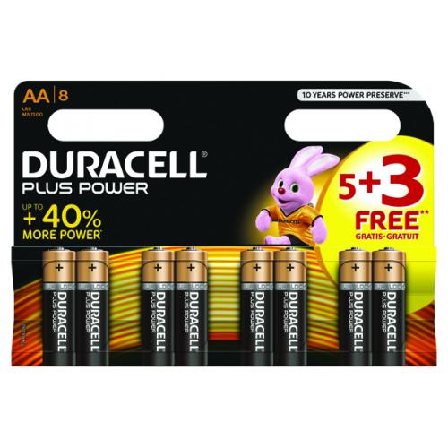 Duracell 1.5V AA Alkaline Battery (Pack of 8) Plus Power DU01813